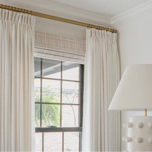 TWOPAGES Liz Polyester Linen Drape Triple Pleated - Ivory White - 2 panels